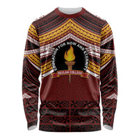 Personalised Tonga Beulah College Long Sleeve Shirt Polynesian Ngatu Tribal