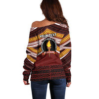Personalised Tonga Beulah College Off Shoulder Sweater Polynesian Ngatu Tribal