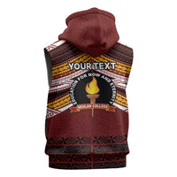 Personalised Tonga Beulah College Sleeveless Zip Hoodie Polynesian Ngatu Tribal - Polynesian Pride