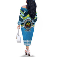 Personalised Tonga Lavengamalie College Family Matching Off The Shoulder Long Sleeve Dress and Hawaiian Shirt Polynesian Ngatu Tribal