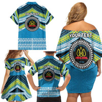 Personalised Tonga Lavengamalie College Family Matching Off Shoulder Short Dress and Hawaiian Shirt Polynesian Ngatu Tribal