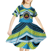 Personalised Tonga Lavengamalie College Kid Short Sleeve Dress Polynesian Ngatu Tribal