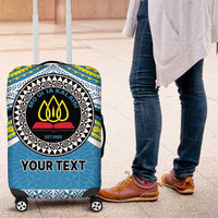 Personalised Tonga Lavengamalie College Luggage Cover Polynesian Ngatu Tribal LT9 Blue - Polynesian Pride