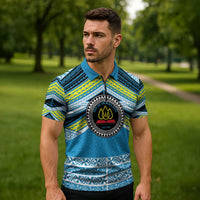 Personalised Tonga Lavengamalie College Zipper Polo Shirt Polynesian Ngatu Tribal - Polynesian Pride