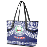 Personalised Tonga Sia'atoutai Theological College Leather Tote Bag Polynesian Ngatu Tribal
