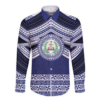 Personalised Tonga Sia'atoutai Theological College Long Sleeve Button Shirt Polynesian Ngatu Tribal