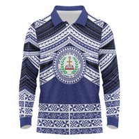 Personalised Tonga Sia'atoutai Theological College Long Sleeve Polo Shirt Polynesian Ngatu Tribal