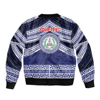 Personalised Tonga Sia'atoutai Theological College Sleeve Zip Bomber Jacket Polynesian Ngatu Tribal