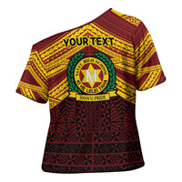 Personalised Tonga Vava'u High School Cross Shoulder Shirt Polynesian Ngatu Tribal - Polynesian Pride
