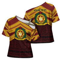 Personalised Tonga Vava'u High School Cross Shoulder Shirt Polynesian Ngatu Tribal - Polynesian Pride