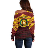 Personalised Tonga Vava'u High School Off Shoulder Sweater Polynesian Ngatu Tribal