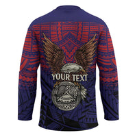 American Samoa Brave Eagle Personalized Hockey Jersey National Flag Color - Polynesian Pride