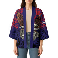 American Samoa Brave Eagle Personalized Kimono National Flag Color - Polynesian Pride