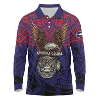 American Samoa Brave Eagle Personalized Long Sleeve Polo Shirt National Flag Color