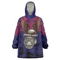 American Samoa Brave Eagle Personalized Wearable Blanket Hoodie National Flag Color LT9 One Size Blue - Polynesian Pride