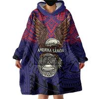 American Samoa Brave Eagle Personalized Wearable Blanket Hoodie National Flag Color LT9 - Polynesian Pride