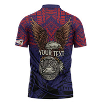 American Samoa Brave Eagle Personalized Zipper Polo Shirt National Flag Color - Polynesian Pride