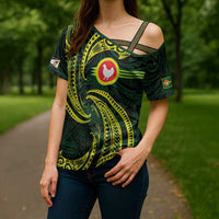 American Samoa Manua Cession Day Personalized Cross Shoulder Shirt Polynesian Wave Style - Polynesian Pride