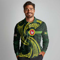 American Samoa Manua Cession Day Personalized Long Sleeve Polo Shirt Polynesian Wave Style