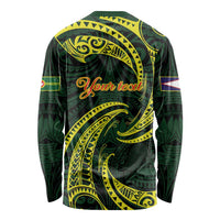 American Samoa Manua Cession Day Personalized Long Sleeve Shirt Polynesian Wave Style