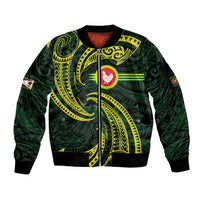 American Samoa Manua Cession Day Personalized Sleeve Zip Bomber Jacket Polynesian Wave Style