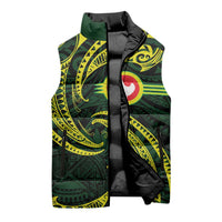 American Samoa Manua Cession Day Personalized Sleeveless Puffer Jacket Polynesian Wave Style - Polynesian Pride