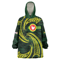 American Samoa Manua Cession Day Personalized Wearable Blanket Hoodie Polynesian Wave Style LT9 One Size Green - Polynesian Pride