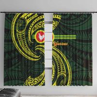 American Samoa Manua Cession Day Personalized Window Curtain Polynesian Wave Style