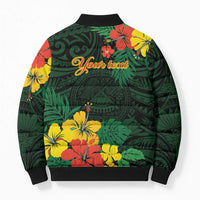 American Samoa Manu'atele Personalized Bomber Puffer Jacket Manua Island Hibiscus Flowers - Polynesian Pride