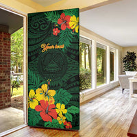 American Samoa Manu'atele Personalized Door Cover Manua Island Hibiscus Flowers - Polynesian Pride