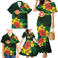 American Samoa Manu'atele Personalized Family Matching Mermaid Dress and Hawaiian Shirt Manua Island Hibiscus Flowers