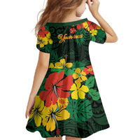 American Samoa Manu'atele Personalized Family Matching Off Shoulder Maxi Dress and Hawaiian Shirt Manua Island Hibiscus Flowers