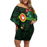 American Samoa Manu'atele Personalized Family Matching Off Shoulder Short Dress and Hawaiian Shirt Manua Island Hibiscus Flowers