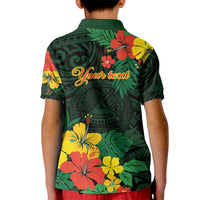 American Samoa Manu'atele Personalized Kid Polo Shirt Manua Island Hibiscus Flowers