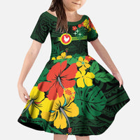 American Samoa Manu'atele Personalized Kid Short Sleeve Dress Manua Island Hibiscus Flowers