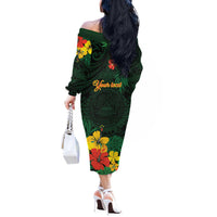 American Samoa Manu'atele Personalized Off The Shoulder Long Sleeve Dress Manua Island Hibiscus Flowers