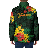 American Samoa Manu'atele Personalized Padded Jacket Manua Island Hibiscus Flowers - Polynesian Pride