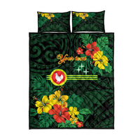American Samoa Manu'atele Personalized Quilt Bed Set Manua Island Hibiscus Flowers