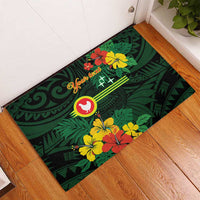 American Samoa Manu'atele Personalized Rubber Doormat Manua Island Hibiscus Flowers