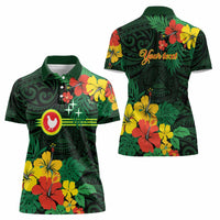 American Samoa Manu'atele Personalized Women Polo Shirt Manua Island Hibiscus Flowers LT9 - Polynesian Pride