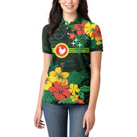 American Samoa Manu'atele Personalized Women Polo Shirt Manua Island Hibiscus Flowers LT9 - Polynesian Pride