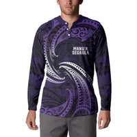 Manua Segaula American Samoa High School Personalized Button Sweatshirt Polynesian Wave Style