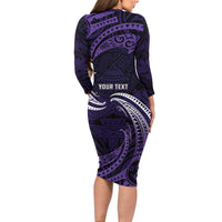 Manua Segaula American Samoa High School Personalized Family Matching Long Sleeve Bodycon Dress and Hawaiian Shirt Polynesian Wave Style