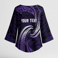 Manua Segaula American Samoa High School Personalized Kimono Sleeve Blouse Polynesian Wave Style - Polynesian Pride