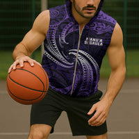 Manua Segaula American Samoa High School Personalized Sleeveless Zip Hoodie Polynesian Wave Style - Polynesian Pride