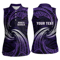 Manua Segaula American Samoa High School Personalized Women Sleeveless Polo Shirt Polynesian Wave Style