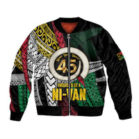 Ni-Van Vanuatu 45th Yumi Yumi Yumi Bomber Jacket Vanuatuan Boar Tusk Polynesian Pattern LT9 Unisex Black - Polynesian Pride