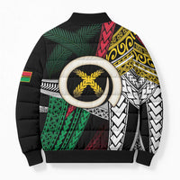 Ni-Van Vanuatu 45th Yumi Yumi Yumi Bomber Puffer Jacket Vanuatuan Boar Tusk Polynesian Pattern - Polynesian Pride