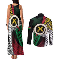 Ni-Van Vanuatu 45th Yumi Yumi Yumi Couples Matching Tank Maxi Dress and Long Sleeve Button Shirt Vanuatuan Boar Tusk Polynesian Pattern
