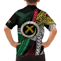 Ni-Van Vanuatu 45th Yumi Yumi Yumi Family Matching Off The Shoulder Long Sleeve Dress and Hawaiian Shirt Vanuatuan Boar Tusk Polynesian Pattern